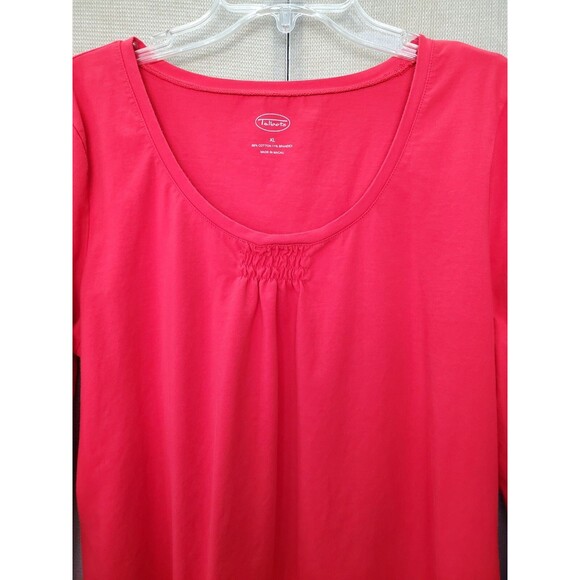 Talbots Red Cotton Spandex Scoop Neck Long Sleeve T-Shirt Size XL - Picture 4 of 6
